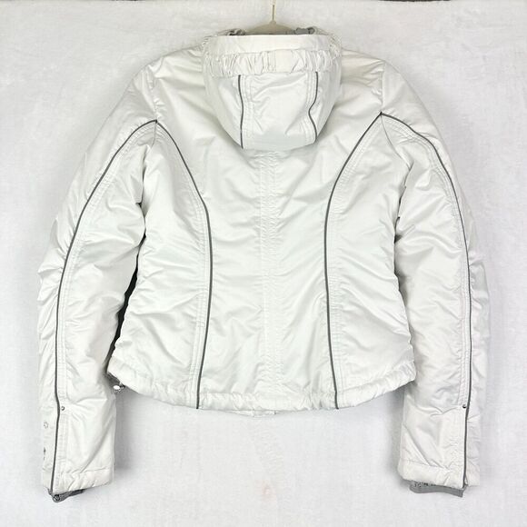 Eddie Bauer Goose Down Hooded Jacket Size Small E13 650 Fill Power Ski White - Picture 1 of 10
